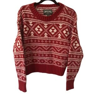 Vintage American Eagle Red & White Holiday Sweater Women's XS Crewneck Pullover